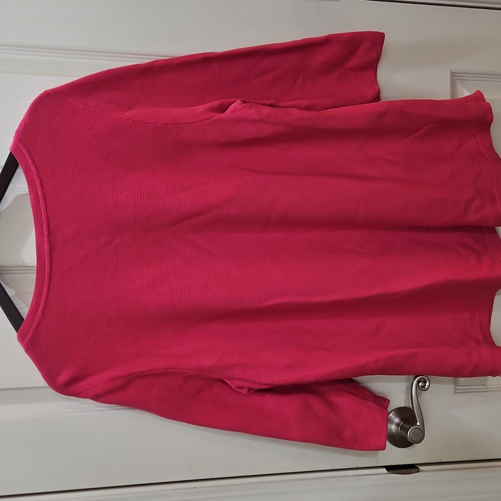 Talbots Pink Textured Knit Top With Button Detail Left Sleeve Sz 2X - Picture 5 of 7